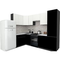 ВерсоМебель Эко-7 1.4x2.6 левая (белый фасадный/черный/ст.мрамор итальянский)