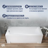 Ванна Lauter Amelia 160 21204060 (с ножками, серым подголовником и белым лицевым экраном) - Превью изображения №3 — Интернет-магазин Time-Shop