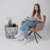 Интерьерное кресло AksHome Virginia (велюр, капучино HCJ-11/черный) - Превью изображения №2 — Интернет-магазин Time-Shop