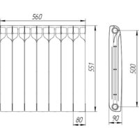 Биметаллический радиатор Теплоприбор БР1 500/90 (7 секций) - Превью изображения №4 — Интернет-магазин Time-Shop