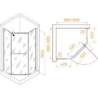 Душевой уголок RGW PA-081B 35088199-14 90x90 (черный/прозрачное стекло) - Превью изображения №2 — Интернет-магазин Time-Shop