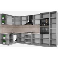 Готовая кухня Интерлиния Мила Деко 1.68x3.4 левая (мята-мята-травертин серый) - Превью изображения №2 — Интернет-магазин Time-Shop