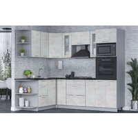 Готовая кухня Интерлиния Мила 1.68x2.4 левая (бетон лайт/бетон лайт/кастилло темный) - Превью изображения №3 — Интернет-магазин Time-Shop