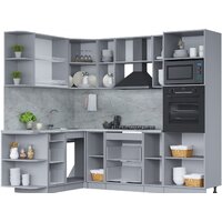 Готовая кухня Интерлиния Мила 1.68x2.4 левая (бетон лайт/бетон лайт/кастилло темный) - Превью изображения №2 — Интернет-магазин Time-Shop