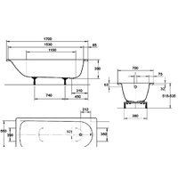 Ванна Kaldewei Eurowa 170x70 (с ножками) - Превью изображения №4 — Интернет-магазин Time-Shop