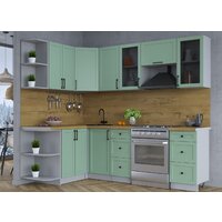 Готовая кухня Интерлиния Тренд 1.5x2.4 левая (мята/мята/дуб бунратти) - Превью изображения №2 — Интернет-магазин Time-Shop