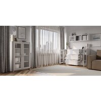 Тумба Mio Tesoro Сириус 2 двери со стеклом и 3 ящика 156x95 2.02.03.370.1 (белый) - Превью изображения №4 — Интернет-магазин Time-Shop