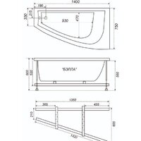 Ванна Triton Бэлла 140x76R (с каркасом) - Превью изображения №3 — Интернет-магазин Time-Shop