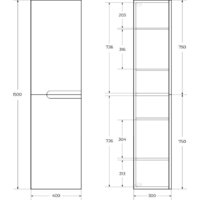  Cezares Шкаф-пенал DUET-1500-2A-SC-SPF-P - Превью изображения №9 — Интернет-магазин Time-Shop