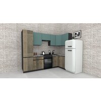 Готовая кухня ВерсоМебель Эко-7 1.2x2.6 правая (сумеречный голубой/дуб гранж песочный/ст.альберика) - Превью изображения №2 — Интернет-магазин Time-Shop