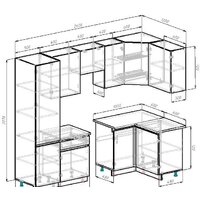 Готовая кухня ВерсоМебель Эко-7 1.2x2.6 правая (сумеречный голубой/дуб гранж песочный/ст.альберика) - Превью изображения №6 — Интернет-магазин Time-Shop