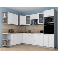 Готовая кухня Интерлиния Мила Gloss 1.88x2.8 левая (белый софт/белый софт/травертин серый) - Превью изображения №3 — Интернет-магазин Time-Shop