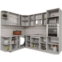 Готовая кухня Интерлиния Мила Gloss 1.88x2.8 левая (белый софт/белый софт/травертин серый) - Превью изображения №2 — Интернет-магазин Time-Shop