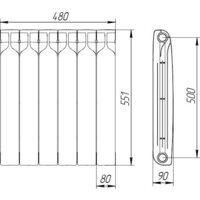 Биметаллический радиатор Теплоприбор БР1 500/90 (6 секций) - Превью изображения №4 — Интернет-магазин Time-Shop