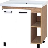 Misty Крафт - 80 Тумба напольная 2 дв. (беж. зебрано/бел) ПВХ - П-Кра-07080-011