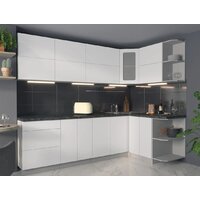 Готовая кухня Интерлиния Мила Матте 1.5x2.6 А правая (белый/белый/кастилло темный) - Превью изображения №2 — Интернет-магазин Time-Shop