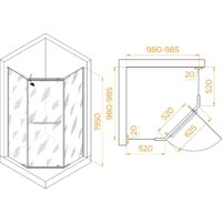 Душевой уголок RGW PA-081B 35088100-14 100x100 (черный/прозрачное стекло) - Превью изображения №2 — Интернет-магазин Time-Shop