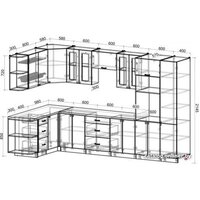 Готовая кухня Интерлиния Мила Деко 1.68x3.4 левая (луна-луна-травертин серый) - Превью изображения №2 — Интернет-магазин Time-Shop