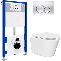 Унитаз подвесной Lauter Longer 2110822 с кнопкой 219703E (круглая, сатин) - Превью изображения №2 — Интернет-магазин Time-Shop