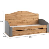 Кровать-тахта Involux Sale 90x200 с ящиками км0144 (серый шифер/дуб натюрель) - Превью изображения №4 — Интернет-магазин Time-Shop