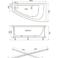 Ванна Triton Бэлла 140x76L (с каркасом) - Превью изображения №7 — Интернет-магазин Time-Shop