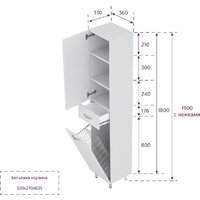  Onika Шкаф-пенал для ванной Модерн 36.17 L с корзиной 403602 - Превью изображения №10 — Интернет-магазин Time-Shop