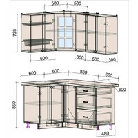 Готовая кухня Интерлиния Мила Деко 1.2x1.5 (белый/кастилло темный) - Превью изображения №3 — Интернет-магазин Time-Shop