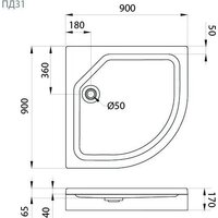 Душевой поддон Triton ПД31 ДК 1/4 низкий 90х90 - Превью изображения №6 — Интернет-магазин Time-Shop