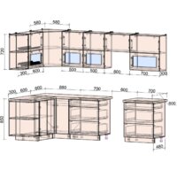 Готовая кухня Интерлиния Мила Матте 1.5x2.9 Б левая (океан/луна/травертин серый) - Превью изображения №5 — Интернет-магазин Time-Shop