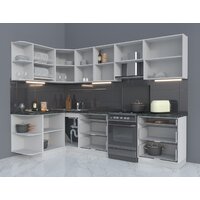 Готовая кухня Интерлиния Мила Матте 1.5x2.9 Б левая (океан/луна/травертин серый) - Превью изображения №3 — Интернет-магазин Time-Shop