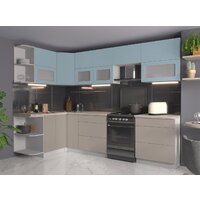 Готовая кухня Интерлиния Мила Матте 1.5x2.9 Б левая (океан/луна/травертин серый) - Превью изображения №2 — Интернет-магазин Time-Shop