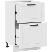 Шкаф напольный Трия Лорас 1Н5Я2 с двумя ящиками (белый/холст белый) - Превью изображения №2 — Интернет-магазин Time-Shop