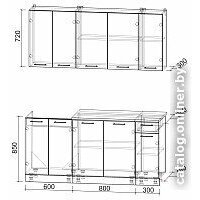 Готовая кухня Интерлиния Мила Лайт 1.7-60 (дуб веллингтон/дуб веллингтон/травертин серый) - Превью изображения №3 — Интернет-магазин Time-Shop