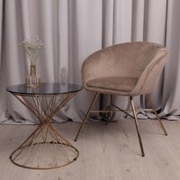 Стул с подлокотниками AksHome Amur (светло-коричневый велюр/золото) - Превью изображения №5 — Интернет-магазин Time-Shop