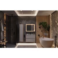  ЗОВ Тумба под умывальник Парма 100 P100LC0MSMC1A (сталь/каштан) - Превью изображения №2 — Интернет-магазин Time-Shop