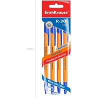 Набор шариковых ручек Erich Krause R-301 Orange Stick синий 22189 (4 шт) - Превью изображения №5 — Интернет-магазин Time-Shop