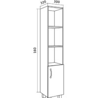  Grossman Шкаф-пенал Флай 30 303002 (дуб сонома/белый) - Превью изображения №3 — Интернет-магазин Time-Shop