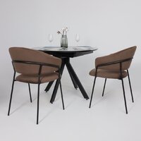 Стул с подлокотниками Алвест AV 433 (шоколадный бархат Confetti chocolate/черный) - Превью изображения №4 — Интернет-магазин Time-Shop