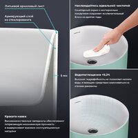 Умывальник Wellsee Chalice Perfection 230620000 (отдельностоящий, без отверстия под смеситель, цвет матовый светло-зеленый/глянцевый белый) - Превью изображения №4 — Интернет-магазин Time-Shop