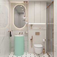 Умывальник Wellsee Chalice Perfection 230620000 (отдельностоящий, без отверстия под смеситель, цвет матовый светло-зеленый/глянцевый белый) - Превью изображения №7 — Интернет-магазин Time-Shop