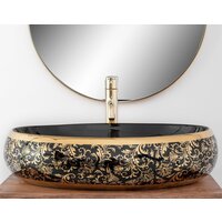 Умывальник Rea Meryl (черный/золотой) - Превью изображения №2 — Интернет-магазин Time-Shop
