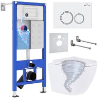 Унитаз подвесной Roxen Antares Tornado в комплекте с инсталляцией StounFix Dual Fresh 6 в 1 968335 (кнопка: белый глянцевый) - Превью изображения №1 — Интернет-магазин Time-Shop