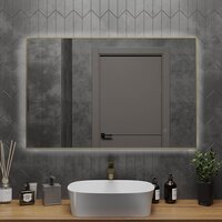  Roxen Зеркало Frida c подсветкой 510215-120 (120x70) в тонком металлическом профиле в цвете брашированное золото - Превью изображения №4 — Интернет-магазин Time-Shop