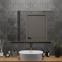  Roxen Зеркало Frida c подсветкой 510215-120 (120x70) в тонком металлическом профиле в цвете брашированное золото - Превью изображения №2 — Интернет-магазин Time-Shop