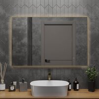  Roxen Зеркало Frida c подсветкой 510215-120 (120x70) в тонком металлическом профиле в цвете брашированное золото - Превью изображения №3 — Интернет-магазин Time-Shop