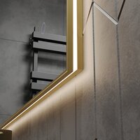  Roxen Зеркало Frida c подсветкой 510215-120 (120x70) в тонком металлическом профиле в цвете брашированное золото - Превью изображения №6 — Интернет-магазин Time-Shop