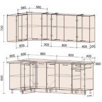 Готовая кухня Интерлиния Мила Лайт 1.2x2.1 (бетон-антрацит-травертин) - Превью изображения №2 — Интернет-магазин Time-Shop