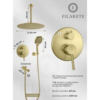 Душевая система  Filarete Roun FL1027 (Матовое золото) - Превью изображения №11 — Интернет-магазин Time-Shop