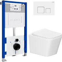 Унитаз подвесной Lauter Square 214903 с кнопкой 219702F (квадратная, белый) - Превью изображения №2 — Интернет-магазин Time-Shop