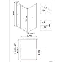 Душевая стенка Niagara NG-A90G 90x190 - Превью изображения №3 — Интернет-магазин Time-Shop